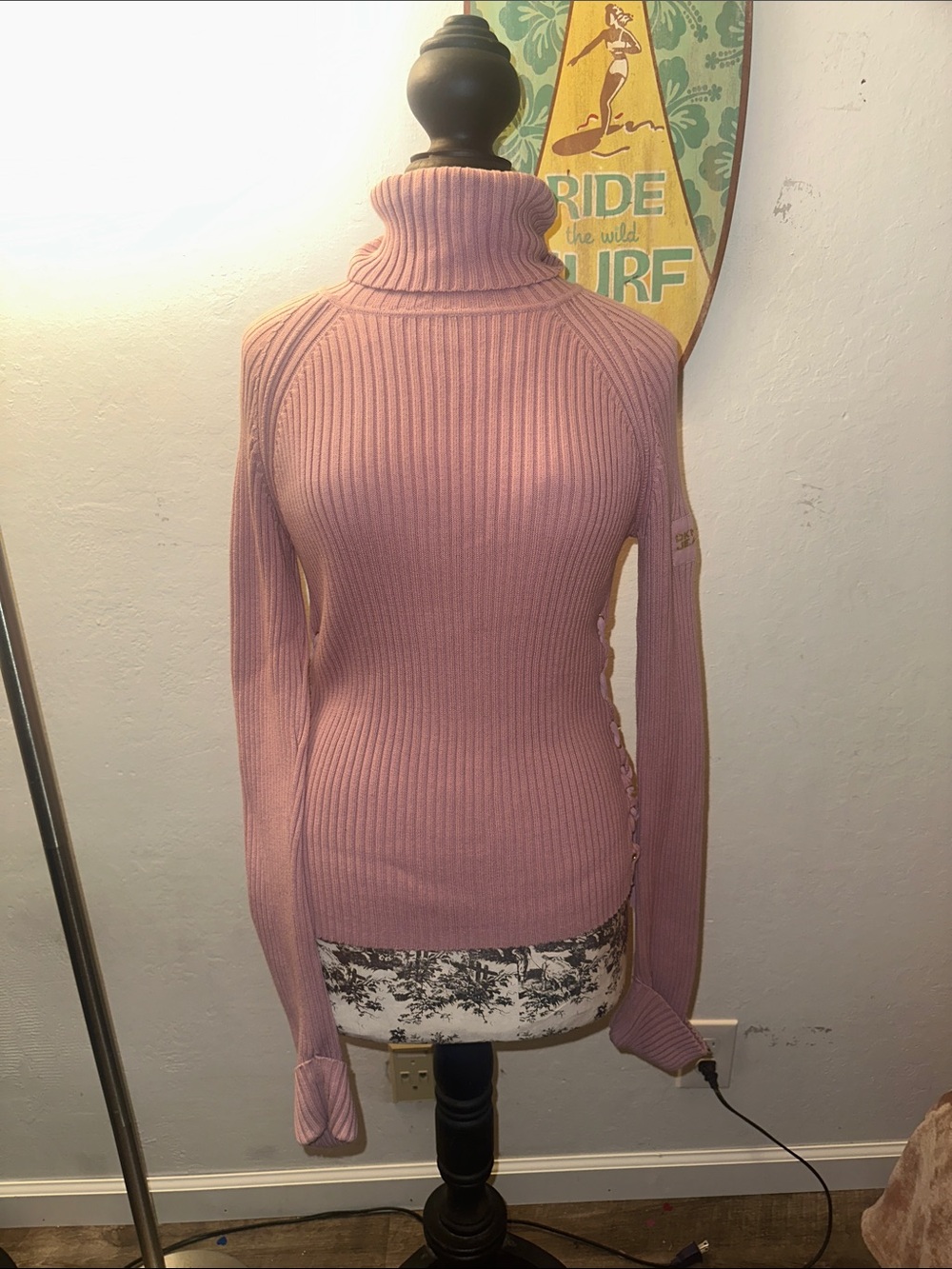 DKNY Ribbed Turtleneck Sweater - Dusty Rose